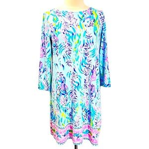 Lilly Pulitzer Ophelia Swing Dress Blue Oasis Tint Swim Shady Engineered
